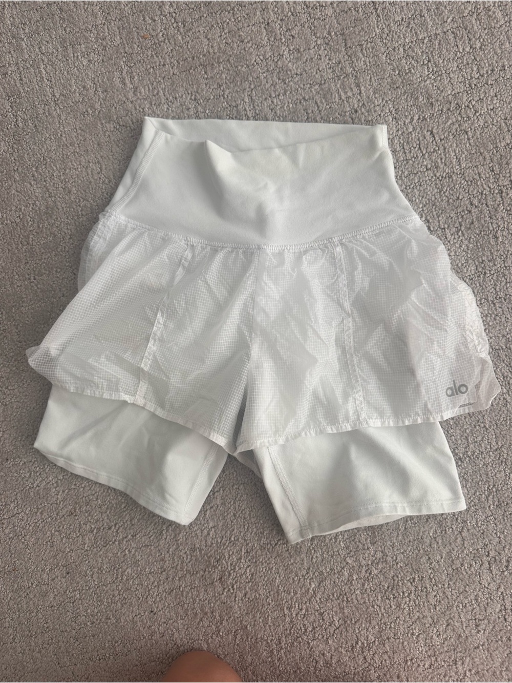 ALO Yoga White Skirted Bike Shorts with Built-In Liner